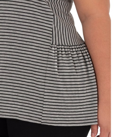 Womens Terra & Sky Gray Striped V-Neck Peplum Tank Top Size  3X NWT - Picture 4 of 4